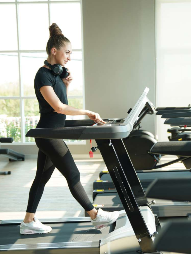 Walking uphill boosts your workout in less time. Aim to keep your heart rate elevated. Try walking uphill backward for extra difficulty.
