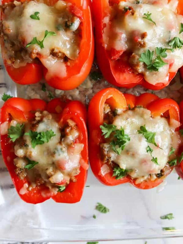 Stuffed Peppers with Sausage and Cauliflower Rice