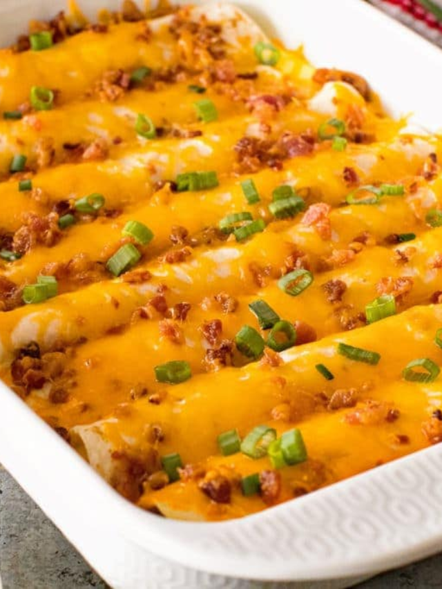 Who says enchiladas are just for breakfast? Leftover chicken, shredded beef, or veggies can be transformed into a delicious enchilada casserole for a quick and easy dinner.