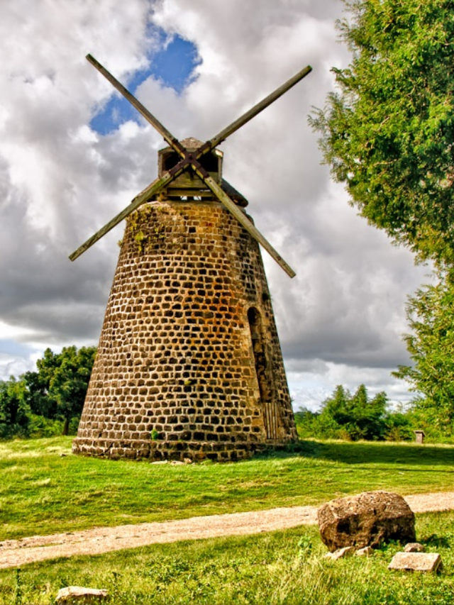 A historical landmark in St. John, like ancient petroglyphs or a restored sugar mill ruin.
