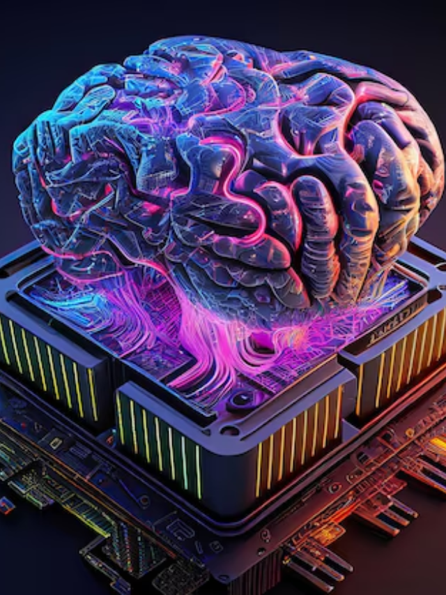 A side-by-side comparison of the human brain and the Tianmoc chip, highlighting their similarities.
