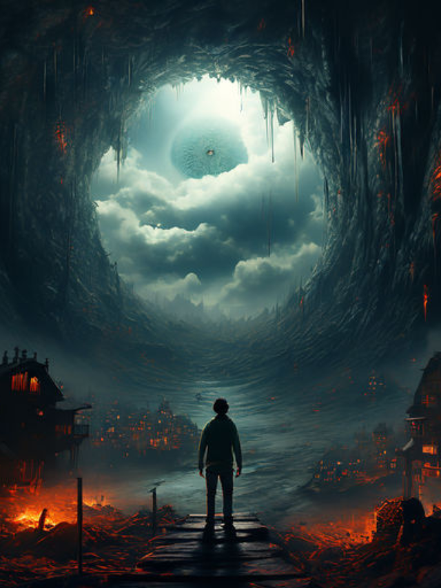 A dark tunnel with a faint light visible at the end.
