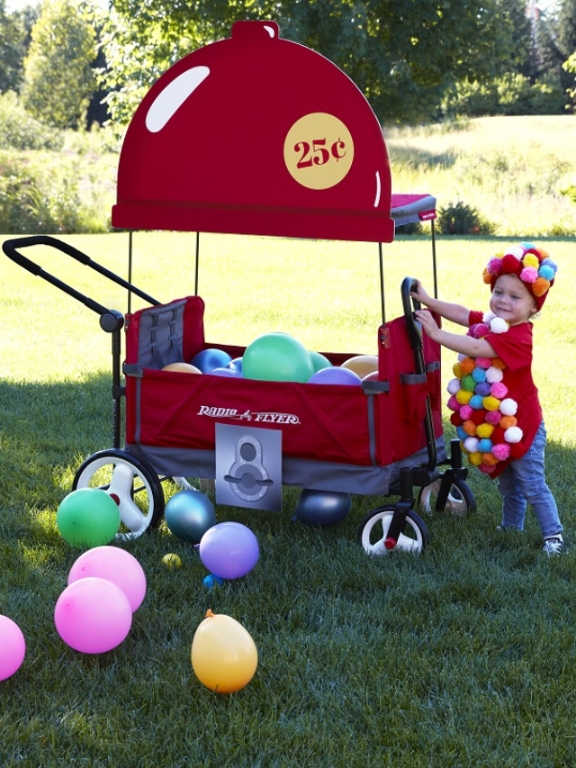 A photo of the Big Red Wagon, capturing children playing and families enjoying the park.

