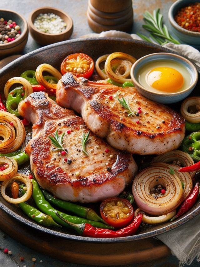  Fancy Flair: Glazed Smoked Chops with Pears
