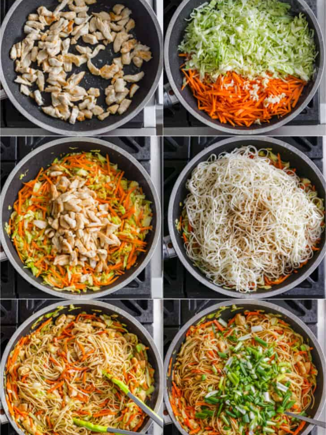 A creative stir-fry dish made with leftover chicken and vegetables.
