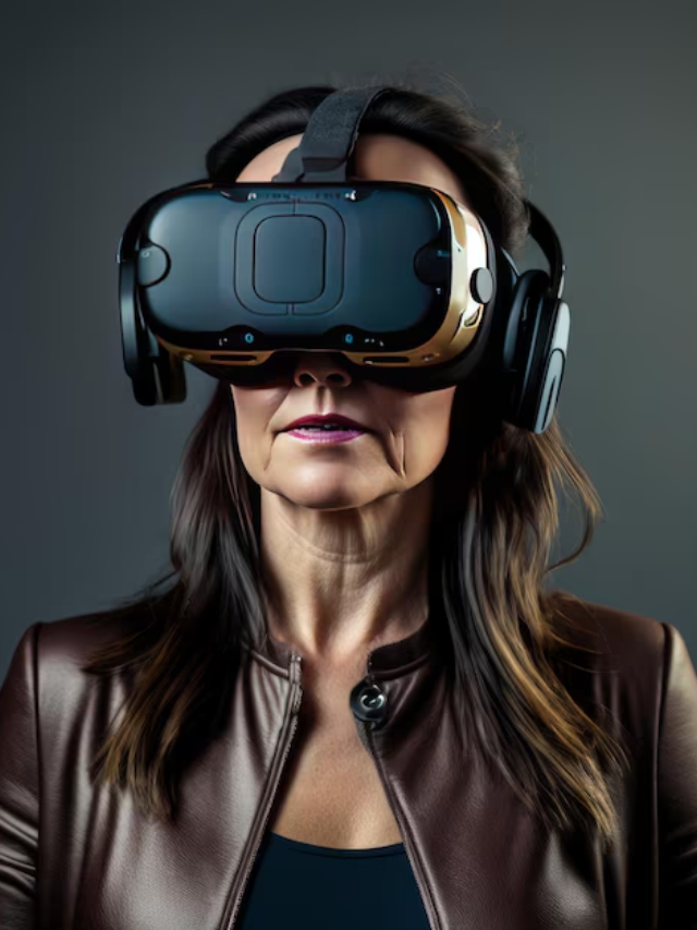  A close-up of a person wearing AR glasses and using hand gestures to control a virtual interface.
