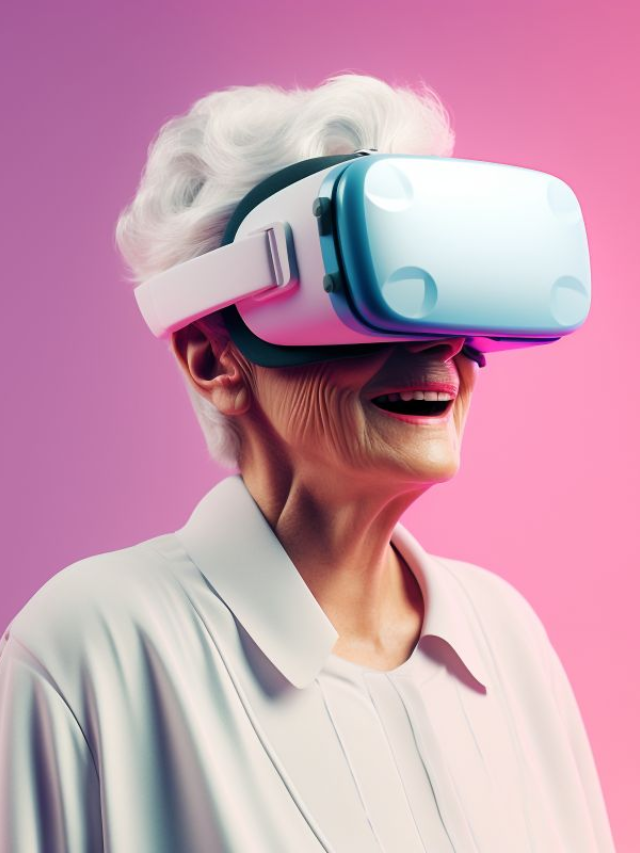 A person using hand gestures to interact with a virtual interface in the Vision Pro.
