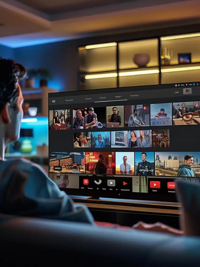 Someone using voice commands on a smart TV
