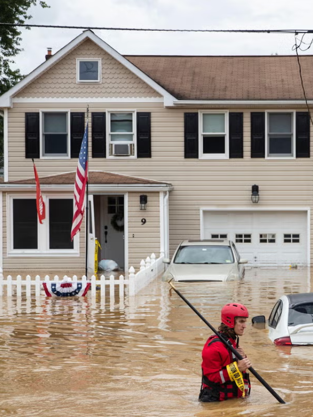 The small town of Bladenboro is inundated with floodwaters, causing significant damage.
